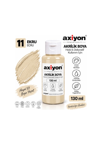 Axiyon Art Akrilik Boya 130 Ml Ekru 2'li Paket Su Bazlı Hobi Ve Dekoratif Boya