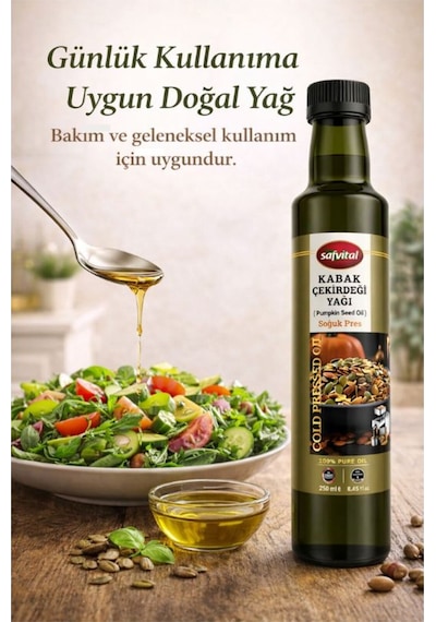 Soğuk Pres Kabak Çekirdeği Yağı 250 Ml %100 Saf Katkısız Çok Amaçlı Doğal Yağ