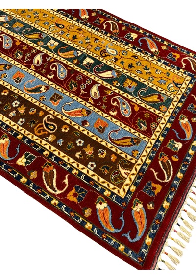 El Dokuma Sıfır Sivas Şal Halısı 123x187 Kök Boya %100 Yün Renkli Halı
