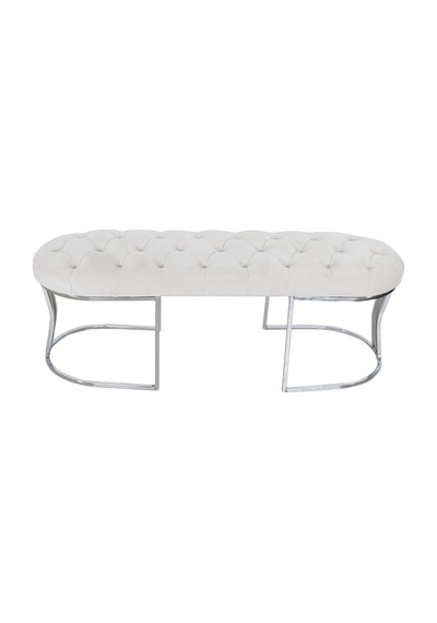 VİEGO SILVER BEYAZ-Kapitoneli Model Puf&Bench&Koltuk-Oturak-Uzun Makyaj Puff-Yatak Odası Ucu&Önü