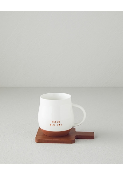 English Home Hello New Day New Bone China Bardak Altlıklı Kupa 450 Ml Beyaz Beyaz