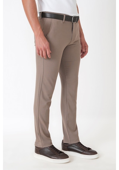 Slim Fit Yan Cep Esnek Yünlü Bej Pantolon P 1232