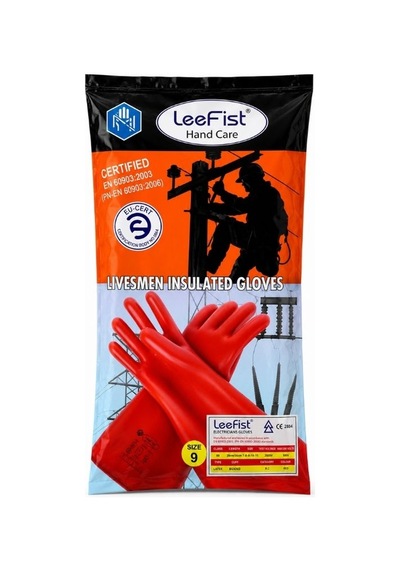 Leefist Elektrikçi İzole Eldiveni Class 00 500v, Lateks, Kırmızı