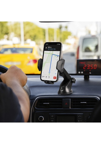 Hepu Hp-a21 Uzun Kollu Araç İçi Telefon Tutucu Karbon Desenli Gövde + Vantuz Taban Cam & Torpido Uyumlu