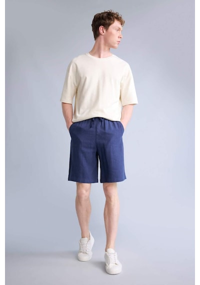 Defacto Relax Fit Yazlık Keten Karışımlı Şort D8835ax25smnv256 Lacivert