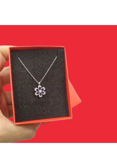 Modahilye - 925 Ayar Orjinal Gümüş Lotus Çiçeği Kolye Gümüş
