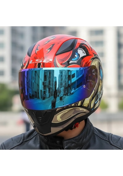 Ls2 Rapıd 2 Spox Kırmızı-gri Kask Gökkuşağı Vizör + Şeffaf Vizör Çok Renkli
