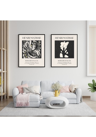 Henri Matisse Duvar Tablosu Çerçeveli 2'lü Set Siyah Renk 21 X 30 Boyut/ebat