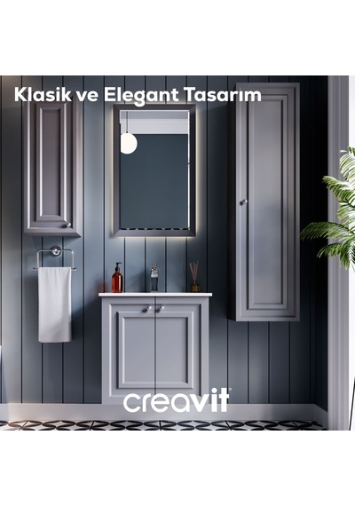 Creavit Kayra Lavabo Dolabı Kapaklı 60cm Mat Gri Creavit Kayra Lavabo Dolabı Kapaklı 60cm Mat Gri