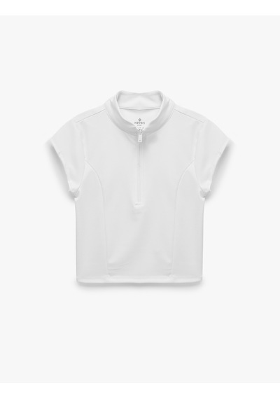 Koton Yarım Fermuarlı Slim Fit Dik Yaka Kısa Kollu Spor Tişört Beyaz 7wak10141nk