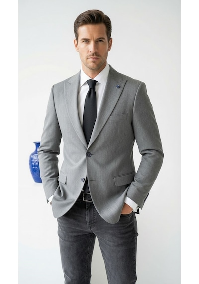 Plus Scorpion Erkek Blazer Ceket Twill Puntolu Kırlangıç Yaka 2 Düğmeli Çift Yırtmaçlı Slim Fit Açık Gri Plus Scorpion Erkek Blazer Ceket Twill Puntolu Kırlangıç Yaka 2 Düğmeli Çift Yırtmaçlı Slim Fit Açık Gri