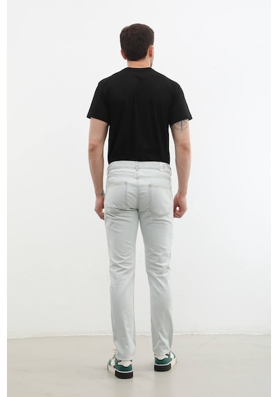 Blue White Erkek Yırtık Detaylı Slim Fit Jean Pantolon Beyaz 32
