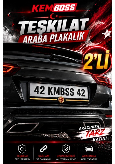 Kemboss Teşkilat Araba Plakalık 2'li Set - Universal Oto Plakalık Dayanıklı Araç Plaka Çerçevesi Özel Tasarım