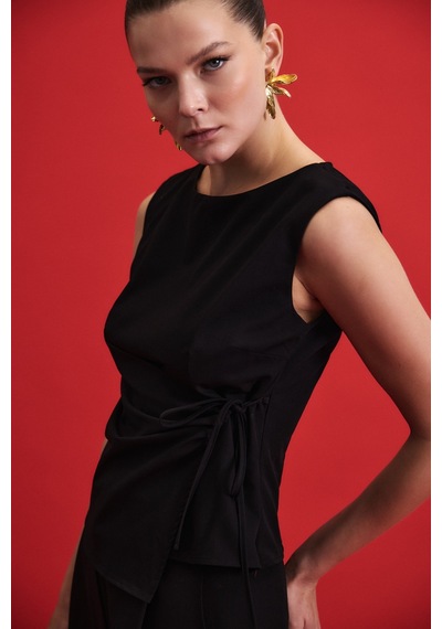 Sateen Lena Bluz - Siyah-136926 Siyah