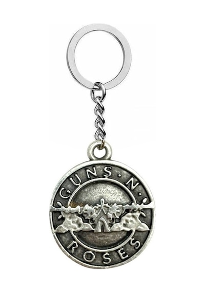 Guns N' Roses Yuvarlak Figürlü Metal Anahtarlık Rock Metal Unisex Aksesuar