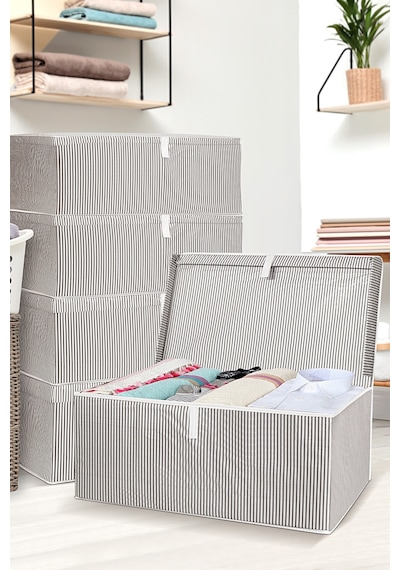 5'li Kapaklı Çok Amaçlı Hurç Saklama Kutusu Organizer Mega Plus 70 X 40 X 30 Cm Gri Gri