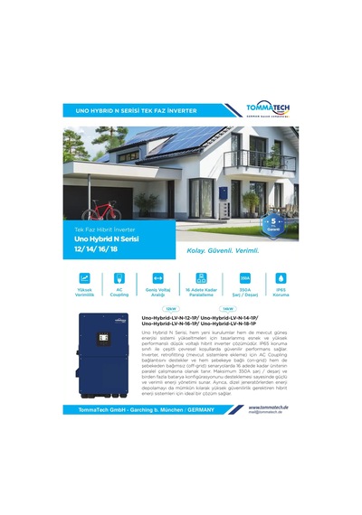 Tommatech Uno Hybrid N Serisi Serisi Tek Faz 16 Kw İnverter