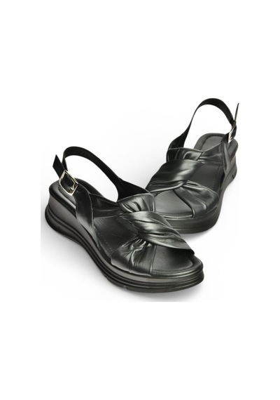 Fox Shoes Y555210603 Siyah Hakiki Deri Kadın Sandalet Siyah