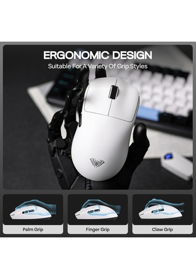 Sc800 Lightweight Paw3395 Sensor 26000 Dpı 8000hz Kablolu Ve Kablosuz Gaming Oyuncu Mouse Beyaz Genel