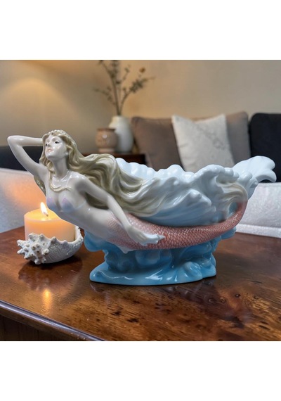 Dekoratif Denizkızlı Kase Wise Veronese Mitolojik Porselen Obje 28 Cm .