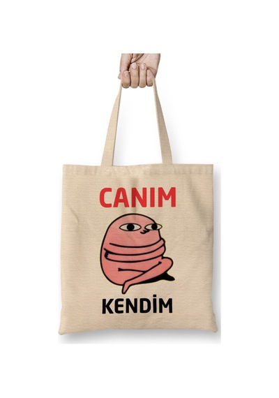 Toyaso Canım Kendim Aşk Sevgi Komik Bez Çanta Uzun Saplı Alışveriş Çantası Plaj Çantası Beyaz