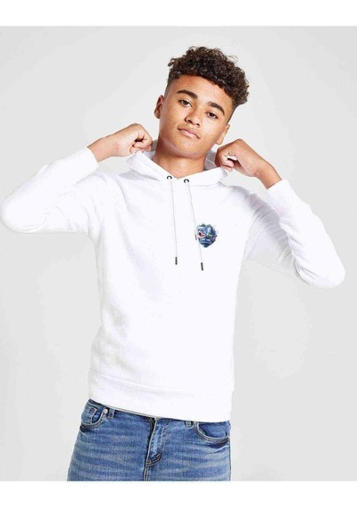 Tshirthane Maiden Eddie Baskılı Unisex Çocuk Kapüşonlu Beyaz Sweatshirt Beyaz