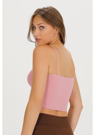 Sensu Kadın İp Askılı Pamuklu Crop Büstiyer - Bst1015 -pembe Pembe