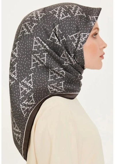 Armine İpek Eşarp 2025 Kış - 9228-54 Siyah Füme Twill Siyah Füme