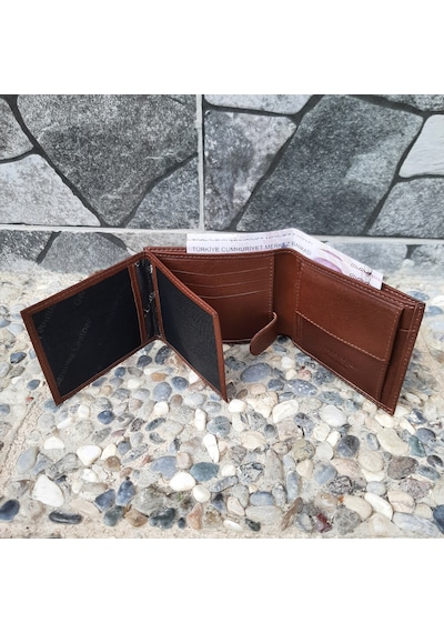 Gvnbag Hakiki Deri Erkek Bozuk Para Gözlü Taba Cüzdan Gvn-0132