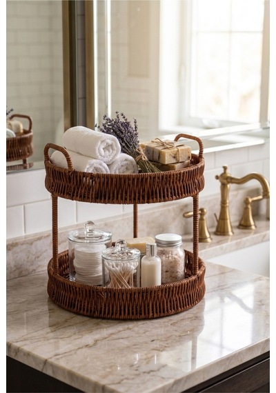 Hasır Rattan 2 Katlı Organizer Ve Sunumluk Sepeti Dekoratif Yuvarlak Hasır Meyvelik, Kahvaltılık, Mutfak Düzenleyici, Banyo Organizer, Tezgah Üstü Düzenleyici 24 X 29 Cm Kahverengi Kahverengi Hasır Rattan 2 Katlı Organizer Ve Sunumluk Sepeti Dekoratif Yuvarlak Hasır Meyvelik, Kahvaltılık, Mutfak Düzenleyici, Banyo Organizer, Tezgah Üstü Düzenleyici 24 X 29 Cm Kahverengi Kahverengi