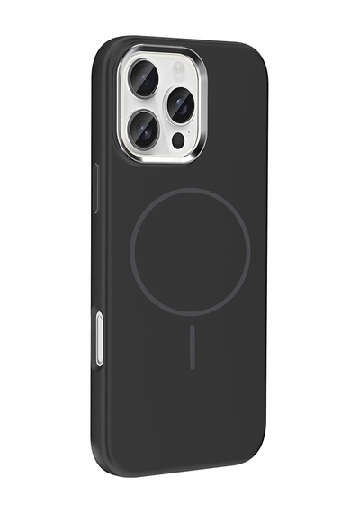 Apple Uyumlu iPhone 16 Pro Kılıf M-safe Şarj Özellikli Metal Kamera Çerçeveli Edi Silikon Kılıf Siyah