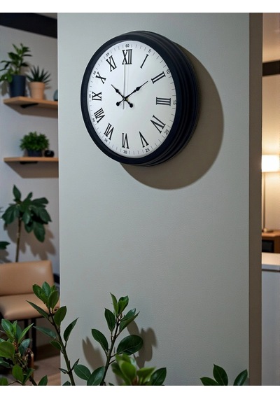 Siyah Klasik & Şık 40 Cm Metal Duvar Saati Çok Renkli