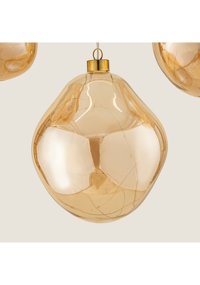 Zera 3'lü Led Işıklı Yılbaşı Topu Seti Amber