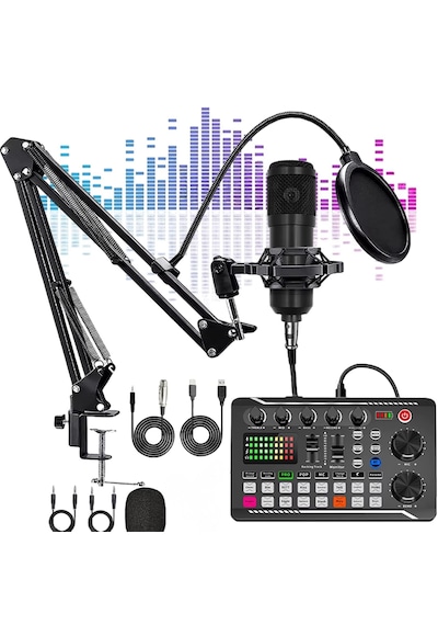Profesyonel Podcast Mikrofon Ve Ses Katı Seti Stüdyo Yayıncı Condenser Tiktok Youtube Dj Ekipmanı