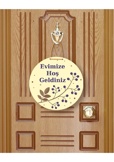 Hoşgeldiniz Yazılı Kelebek Detaylı Ahşap Kapı Süsü Dekoratif Gümüş