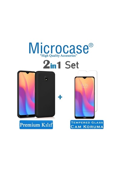 Xiaomi Redmi 8A Premium Matte Silikon Kilif + Tempered Cam 409381666