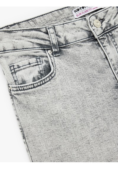 Koton Yüksek Bel Dar Kesim İspanyol Paça Denim Pantolon - Flare Jeans Gri 6wal40050md Gri Koton Yüksek Bel Dar Kesim İspanyol Paça Denim Pantolon - Flare Jeans Gri 6wal40050md Gri