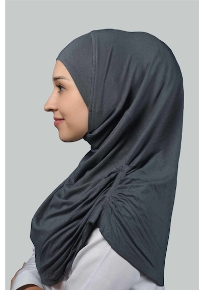 Altobeh Hazır Türban Büzgülü Pileli Pratik Eşarp Tesettür Hijab - Namaz Örtüsü - Füme
