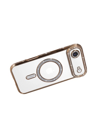 Newface - 205 - Apple İphone 17 Air Joke Simli Magneticsafe Kılıf - Kmrsfres - - Gold