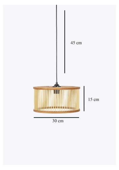 Rustik Bambu Çubuklu Bambu Sarkıt Avize 30 Cm Açık Kahverengi
