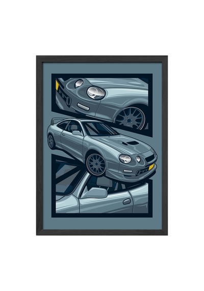 Toyota Celica Siyah Ahşap Çerçeveli Poster, Dekoratif Araba Duvar Tablosu
