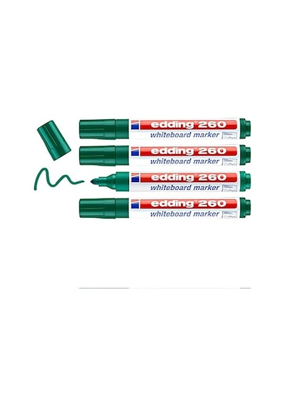 260 Beyaz Yazı Tahtası Kalemi, Yeşil, 4'lü Set, Yuvarlak Uç 1,5-3 Mm Genel