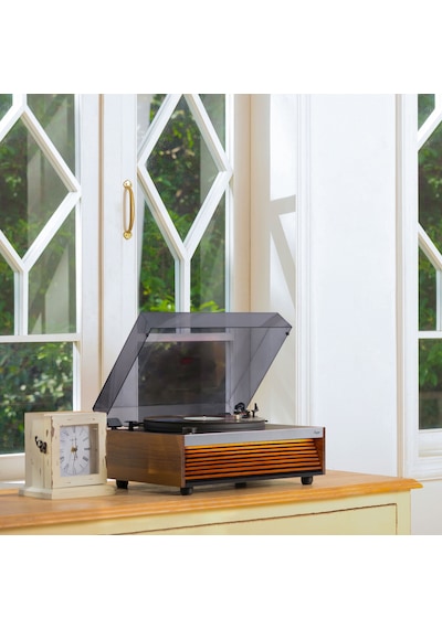 Hym s Lumi Dahili Bluetooth Hoparlörlü Işıklı Retro Pikap Plakçalar Aux Rca Çıkışlı All-in-o