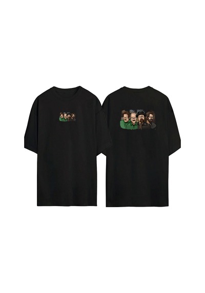 Thewert Unisex Aaron Paul Bryan Bad Ön Arka Baskılı Sıyah Oversize T-shirt Siyah