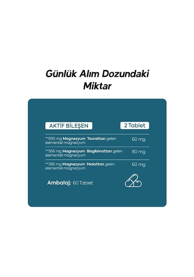 Tr Magtrio Complex Magnezyum Bisglisinat, Taurat Ve Malat 60 Tablet