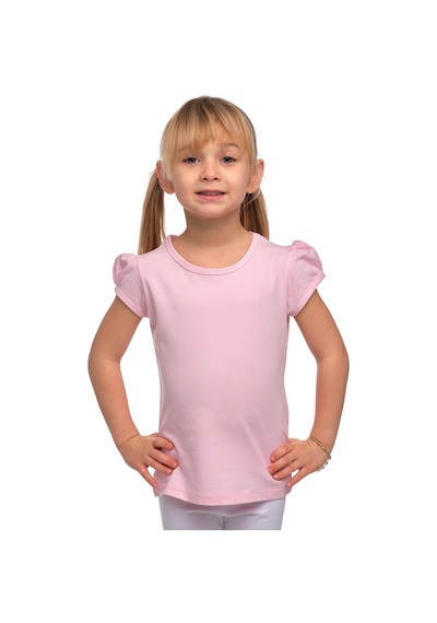 Lovetti Pembe Kız Çocuk Kısa Kollu Basıc Tişört Pembe