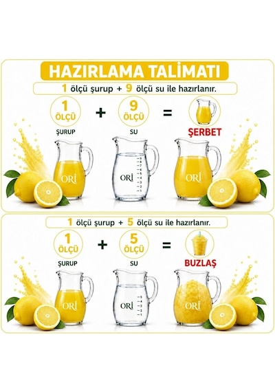 Ori Limon Aromalı Şerbet Ve Buzlaş Konsantre Şurubu 6 Kg