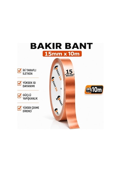 Bakır Bant 15mm X 10metre İletken Bakır Bant