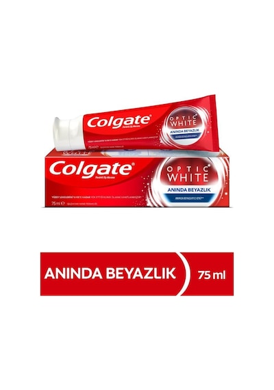 Colgate Optic White Anında Beyazlık Diş Macunu 2 x 75 ML + Diş Fırçası Kabı
