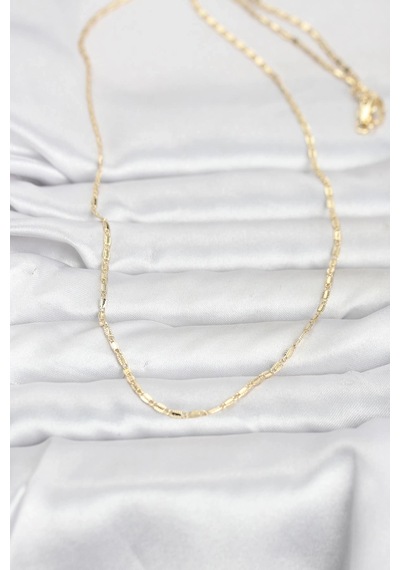 Ceylan Adam Cm 14k Gold Renk Lazerli Zincir Model 60 Cm Kadın Kolye Çok Renkli